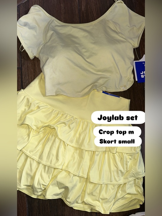 JoyLab Dresses & Skirts - JoyLab Yellow Ruffle Skort Set - Crop Top & Tiered Skort